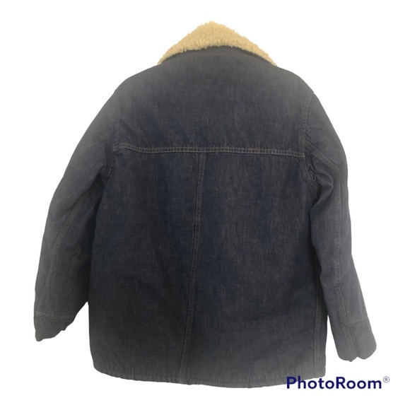 Vintage Sears Roebucks Mens Sz 42 R Denim Sherpa Lined Button Trucker Barn Coat - Picture 2 of 9